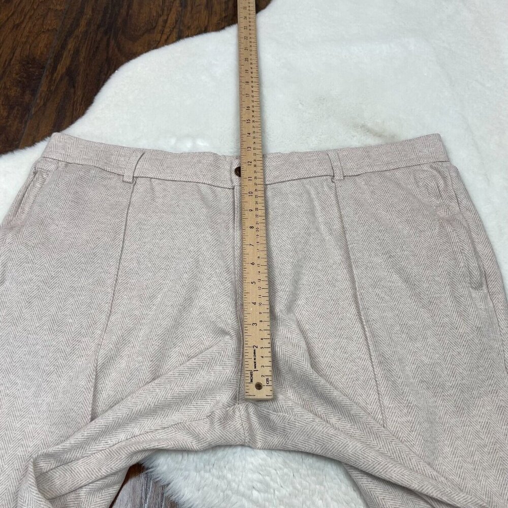 Lands' End Pants XXL Tapered Ankle Cream Beige Herringbone Stretch Knit Women's - Picture 8 of 11